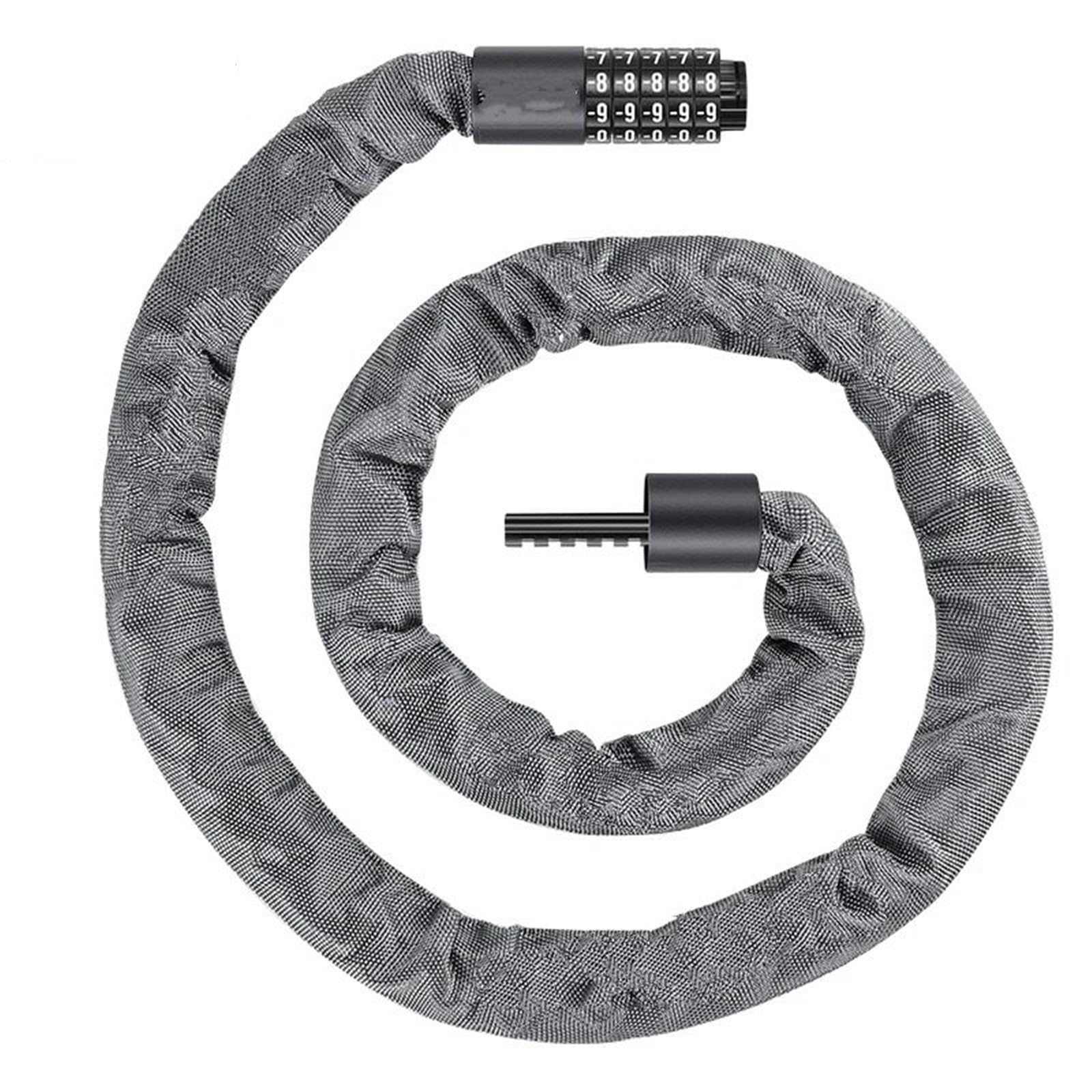 Hdrtcbu 1.5M-Gray Chain Lock Portable Bike Chain Lock High Security Anti-Theft Thicken Mountain Motorbike Lock(1.5M-Gray)