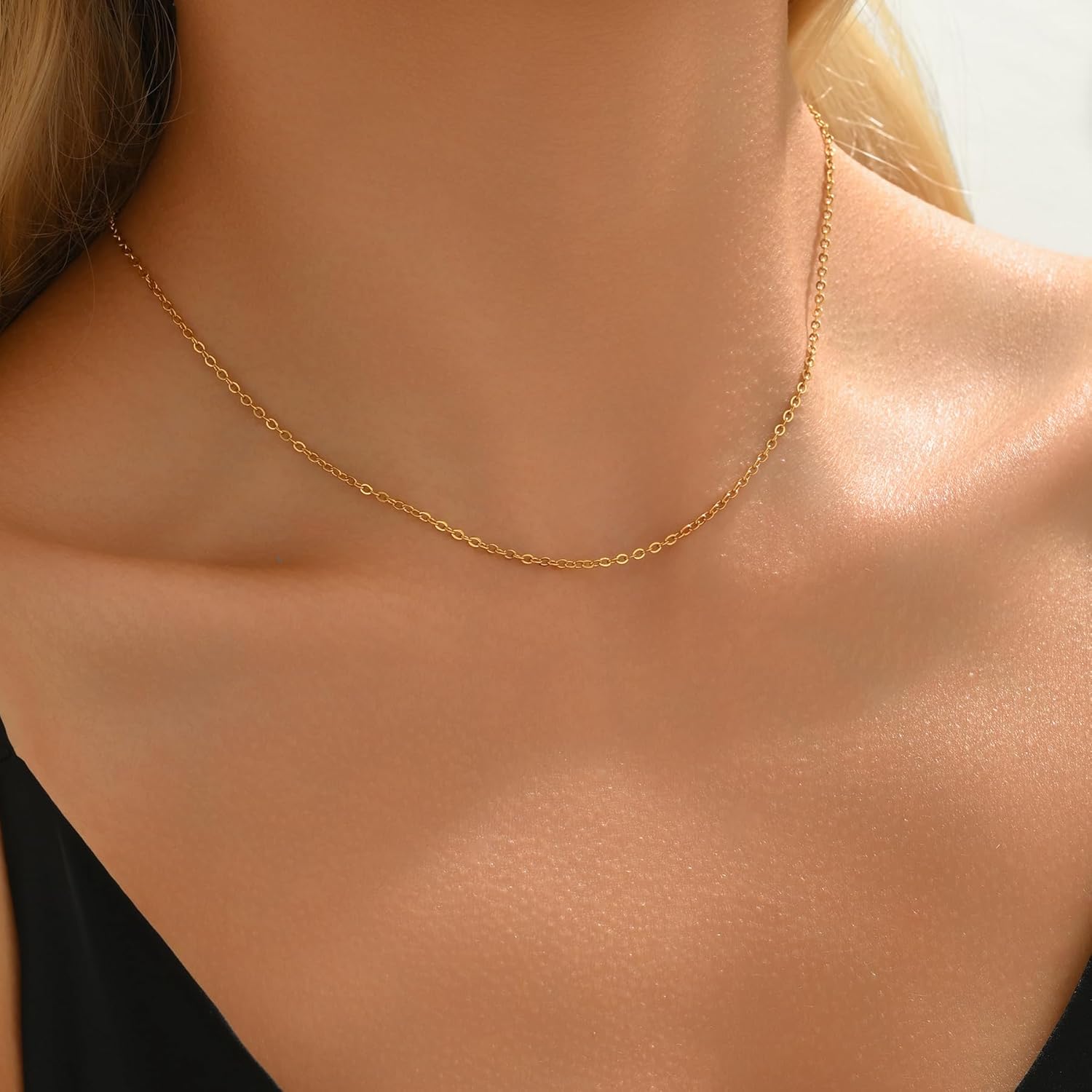 Gold Chain Necklace for Women Dainty Simple Satellite Beaded Twisted Chain Choker Necklace Everyday Jewelry Christmas Gifts - Image 3
