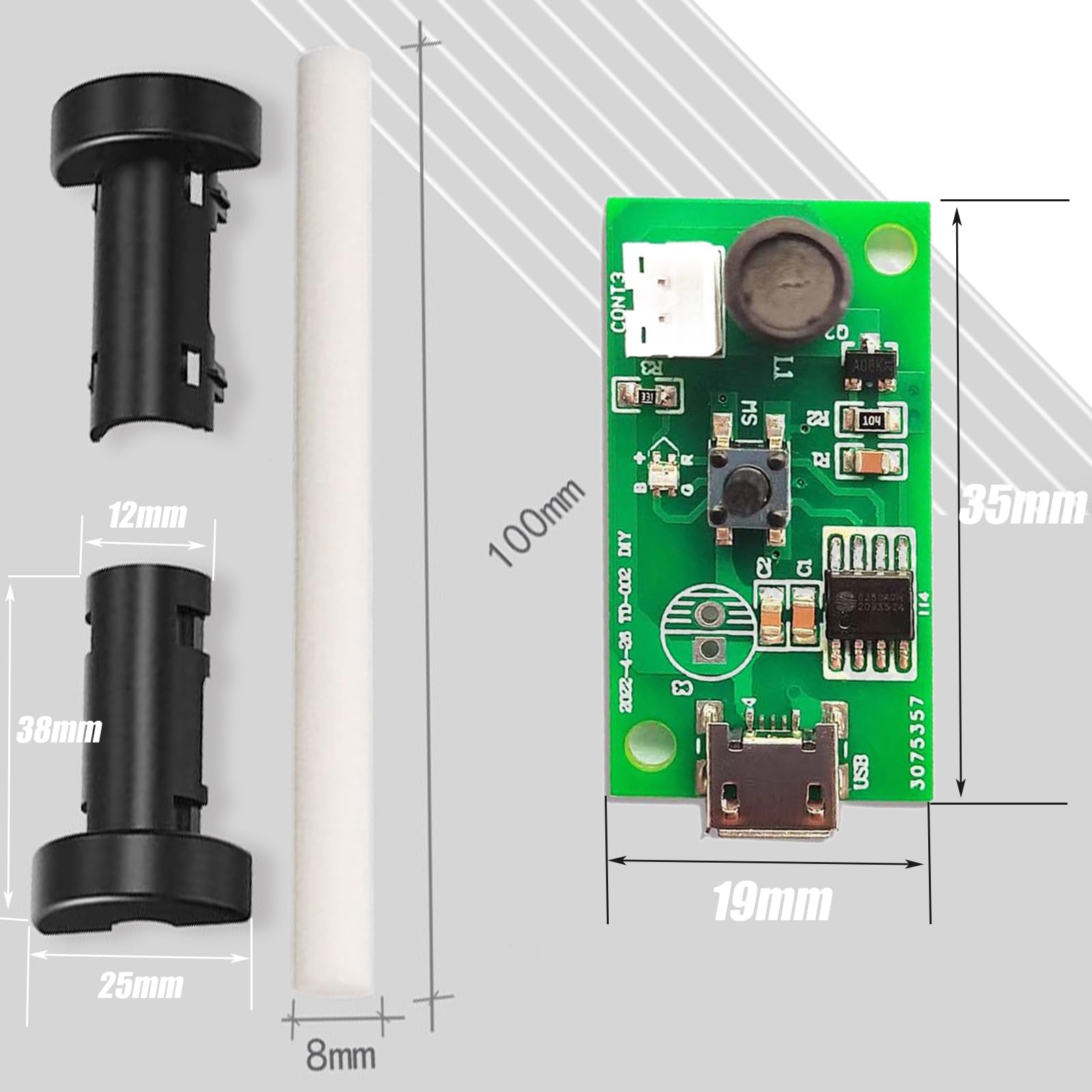 GRUUUI 5 pezzi 20 mm produttore di nebbia a ultrasuoni Fogger atomizzatore piastra pellicola accessori umidificatore guarnizione in gomma con interruttore temporale umidificatore accessori