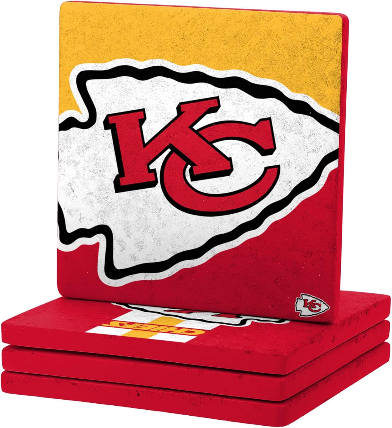 FOCO NFL Official Game Day 4-Pack Beverage Drink Stone Coaster Set (Kansas City Chiefs) - Image 2
