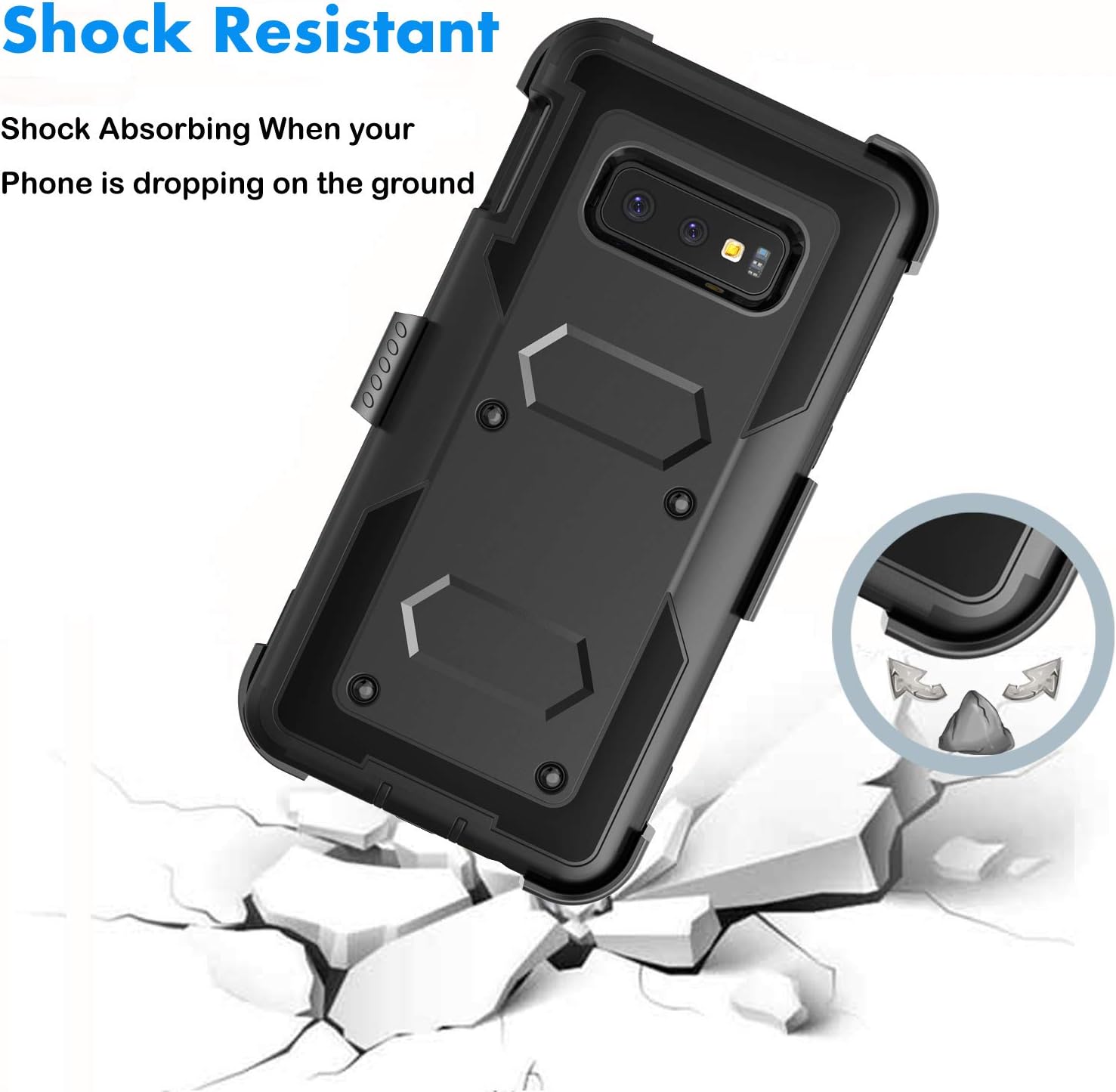 Njjex Case Compatible with Samsung Galaxy S10E, [Nbeck] Shockproof Heavy Duty Rugged Locking Swivel Holster Belt Clip Full Body Protection Hard Shell Cover & Kickstand For Galaxy S10E 5.8 Inch [Black]