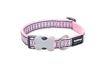 Red Dingo Reflective Pink Dog Collar, Medium/Large/20mm