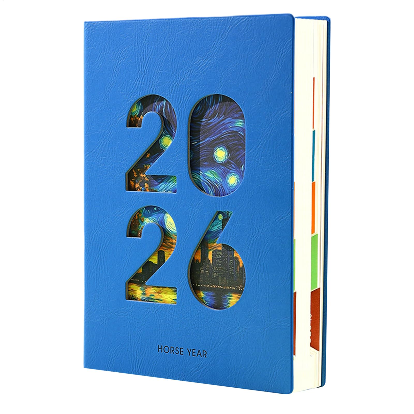 Agenda anual 2026 con calendario de piel sintética para planificación de citas 8