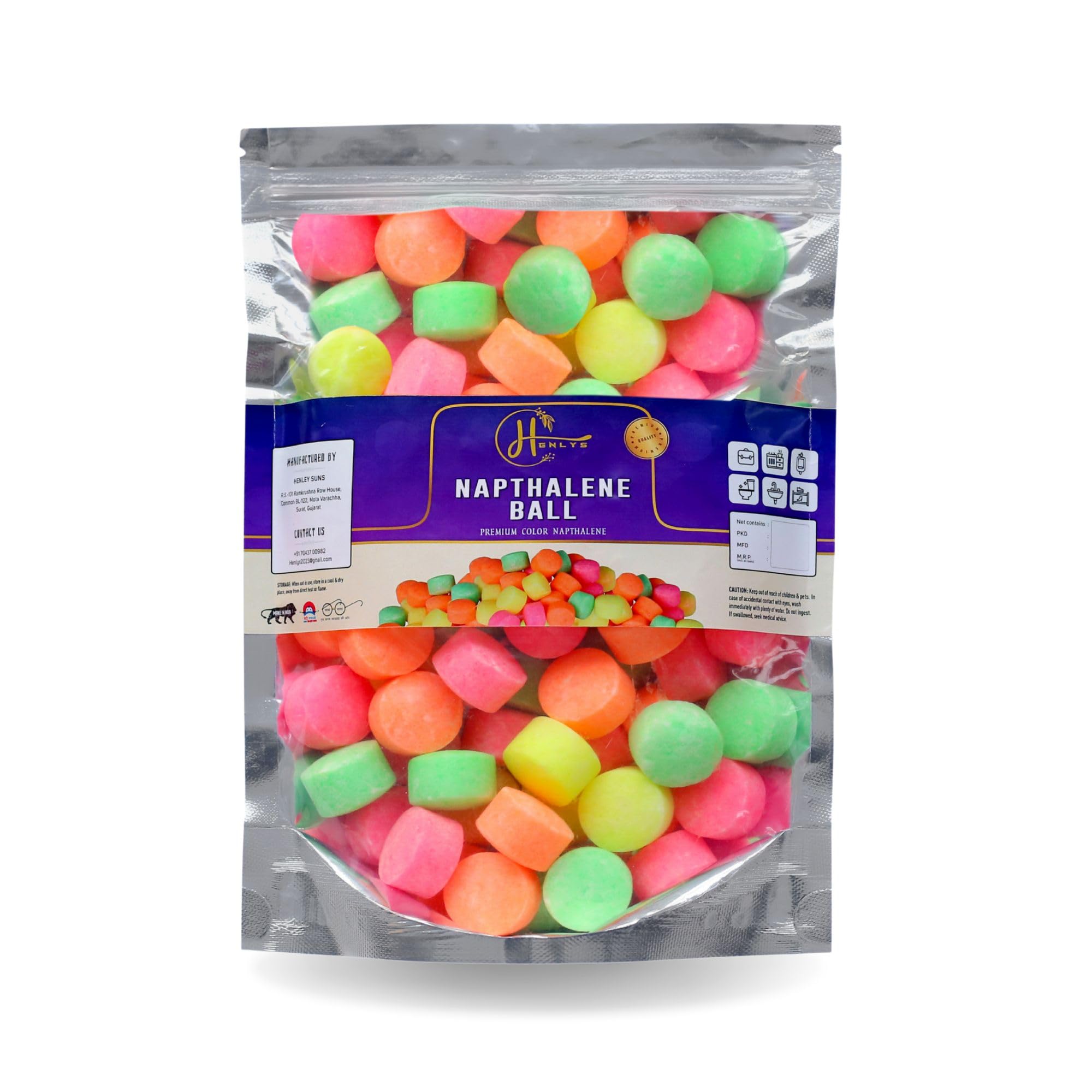 Henlys Colourful Naphthalene Balls for Clothes | Bathroom | Wardrobe | Pantry | Moth, Protect Clothes 100% Safe | Smell Free | Stain-Free/Germs Free (900g)-image-35