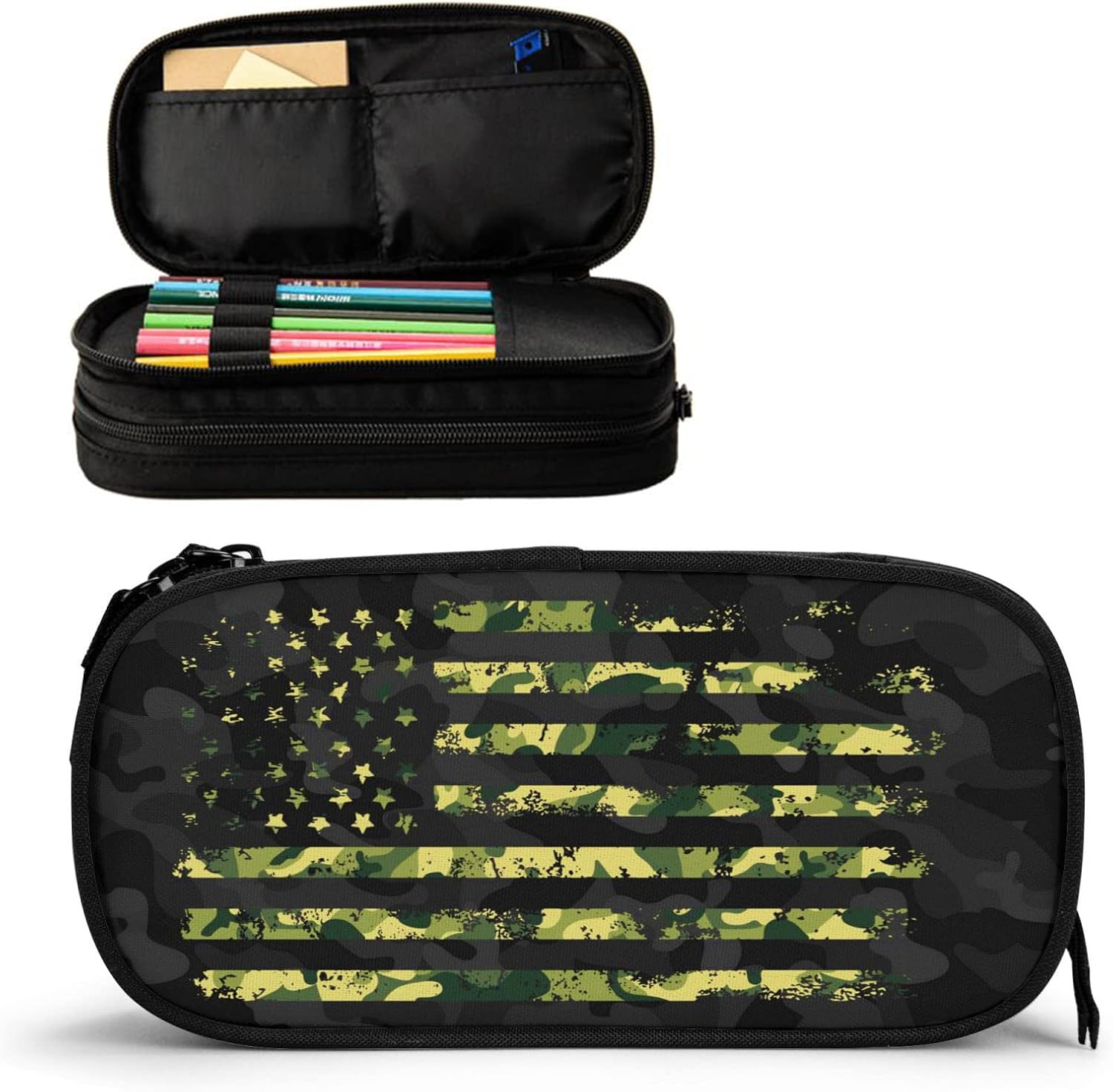 OWCRNEF Camo Pencil Case Box, Large Capacity Black Pencil