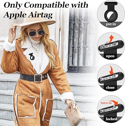 Miniatura 4 de Compatible con funda AirTag, funda de silicona suave para AirTag rastreador GPS oculto, broches estilo AirTag antiarañazos, para niños, ancianos,