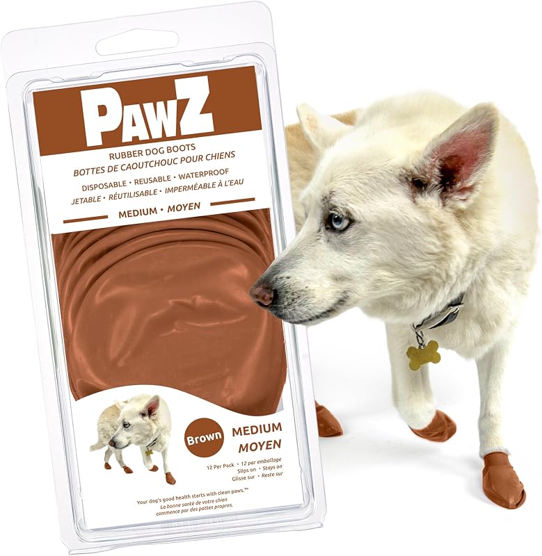 Botas de Borracha para Cães Protex PawZ Impermeáveis e Antiderrapantes, Pacote com 12