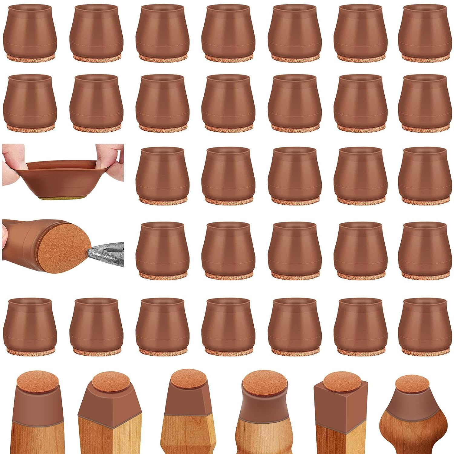 RRDIYZ® Silicone Chair Leg Protectors for Hardwood Floors, Protects Floors from Scratches and Reduces Noise - Brown (28) (B0CGRJBWLF) Amazon Price History, Amazon Price Tracker