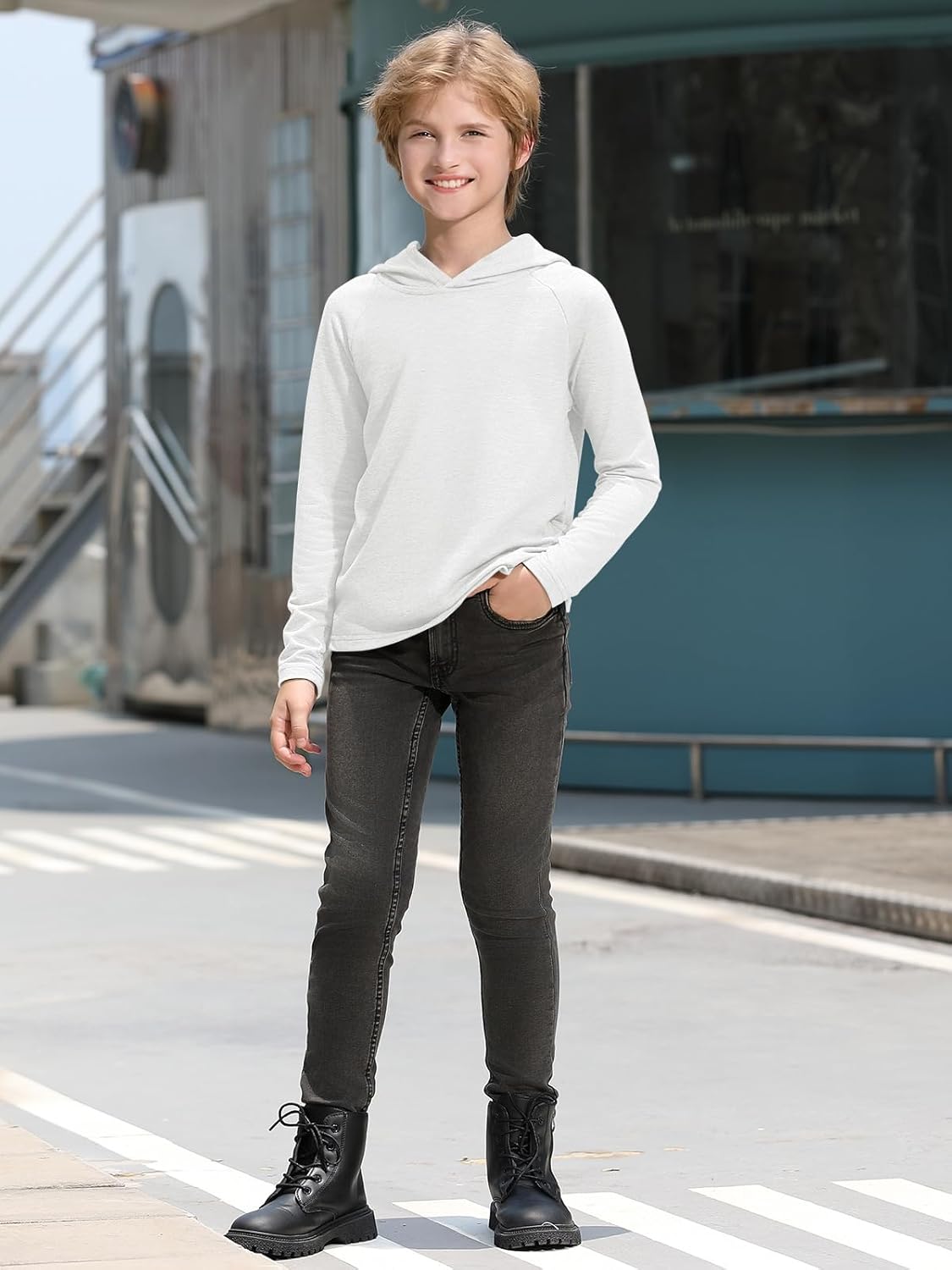 Haloumoning Boys Athletic Hoodies Youth Raglan Long Sleeve Pullover Hoodie Sweatshirts with Thumbhole 5-14 Years - Image 6