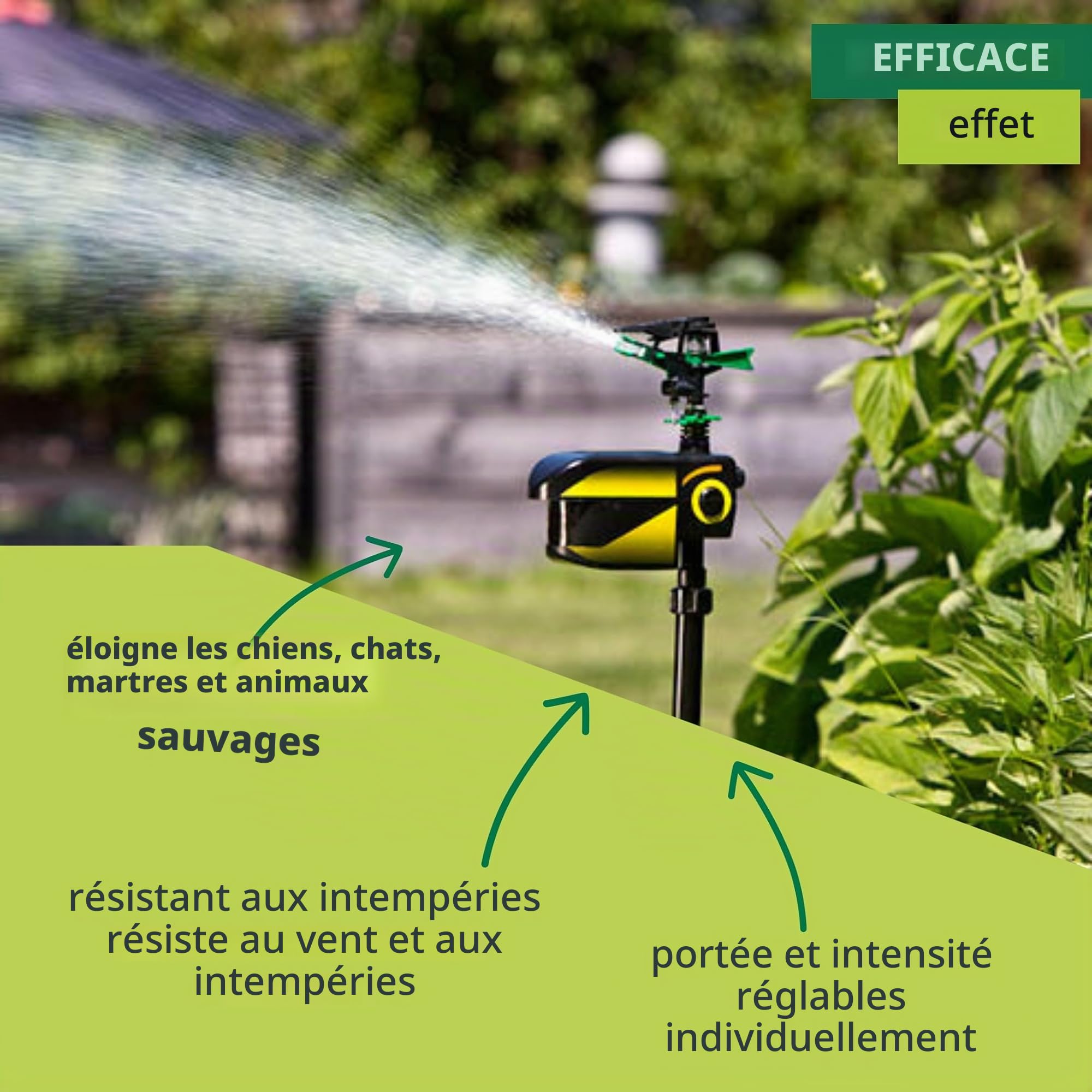 Windhager Répulsif pour Animaux Water Guard Solar, Anti-Animaux, Répulsif d'animaux avec Détecteur de Mouvement, Noir, jusqu'à 120 m², 05046