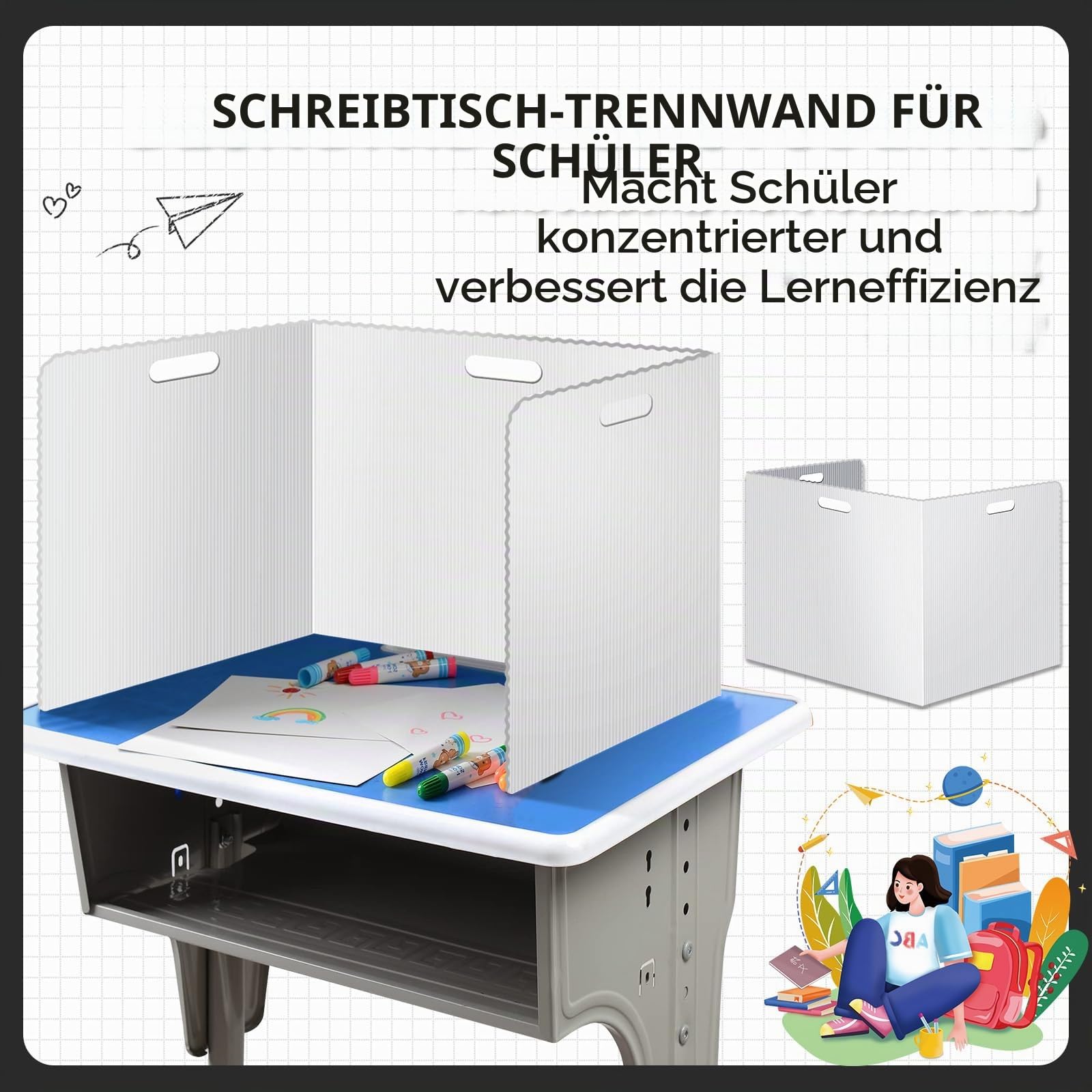 Schreibtisch-Trennwände für Studenten, Kunststoff, langlebig und wasserdicht, Sichtschutz, Test-Trennwände, 30 Stück, Weiß, 30 Stück