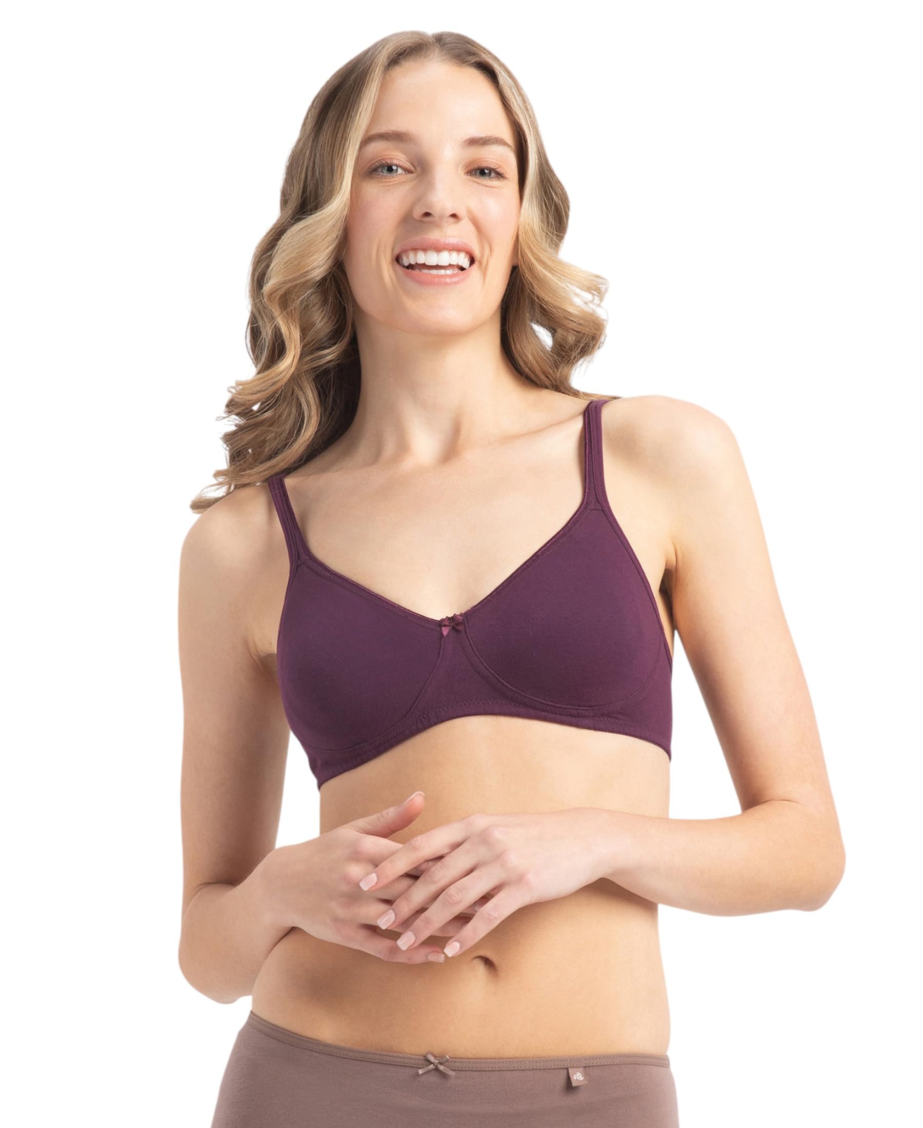 Jockey 1722 Women's Wirefree Non Padded Super Combed Cotton Elastane Stretch Medium Coverage Everyday Bra with Concealed Shaper Panel_Potent Purple_38B