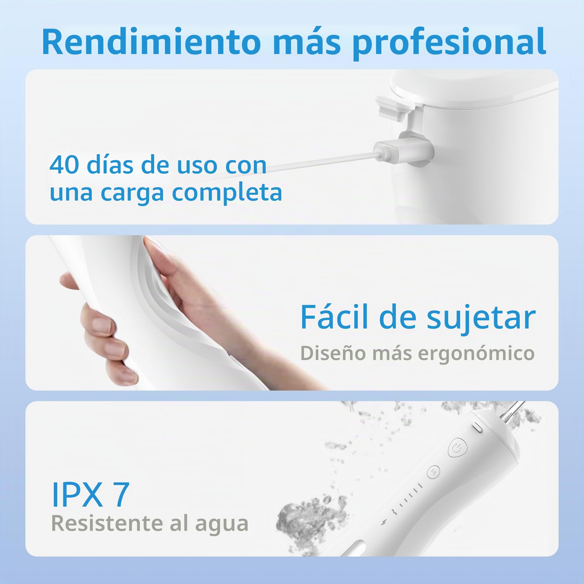 Flosa de agua [Portable inalámbrico dental] 6 Modos e IPX7 oral recargable de agua recargable Dientes de agua de agua Picks Floss, uso del hogar para flores de agua para bridges/cuidados de encías.