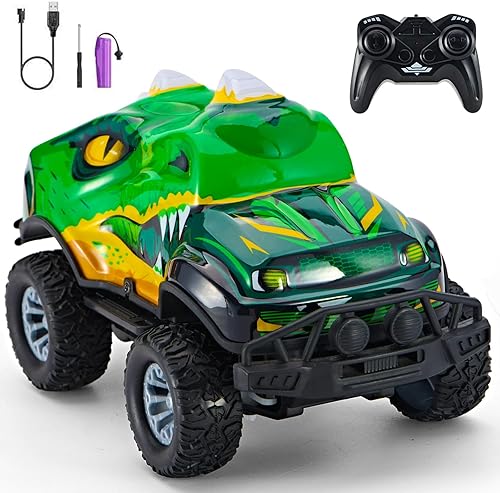 Vehículo todoterreno en forma de dinosaurio con control remoto Cool Off-Road, auto RC de 2.4 GHz con luces LED, escala 120, camión a control remoto,