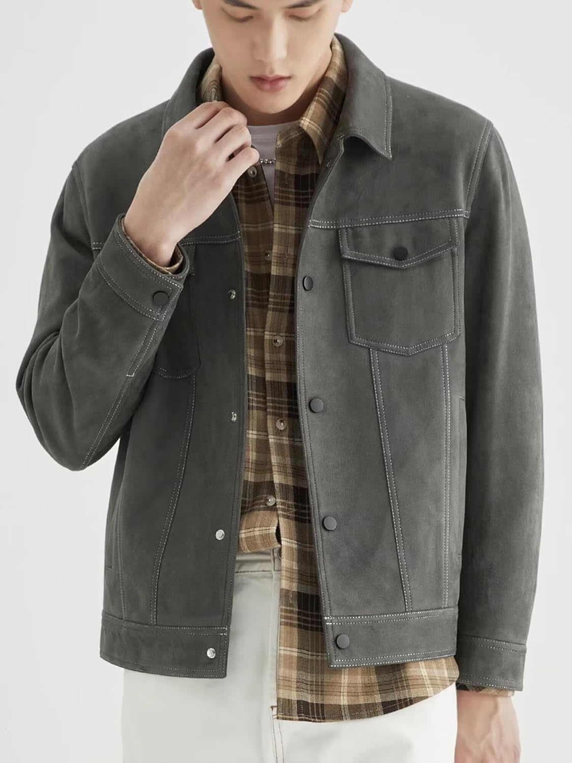 Mens Sport Coat Suede Jacket for Men Men's Casual Blazer Slim Fit Business Sports Coat Western Blazers for Men