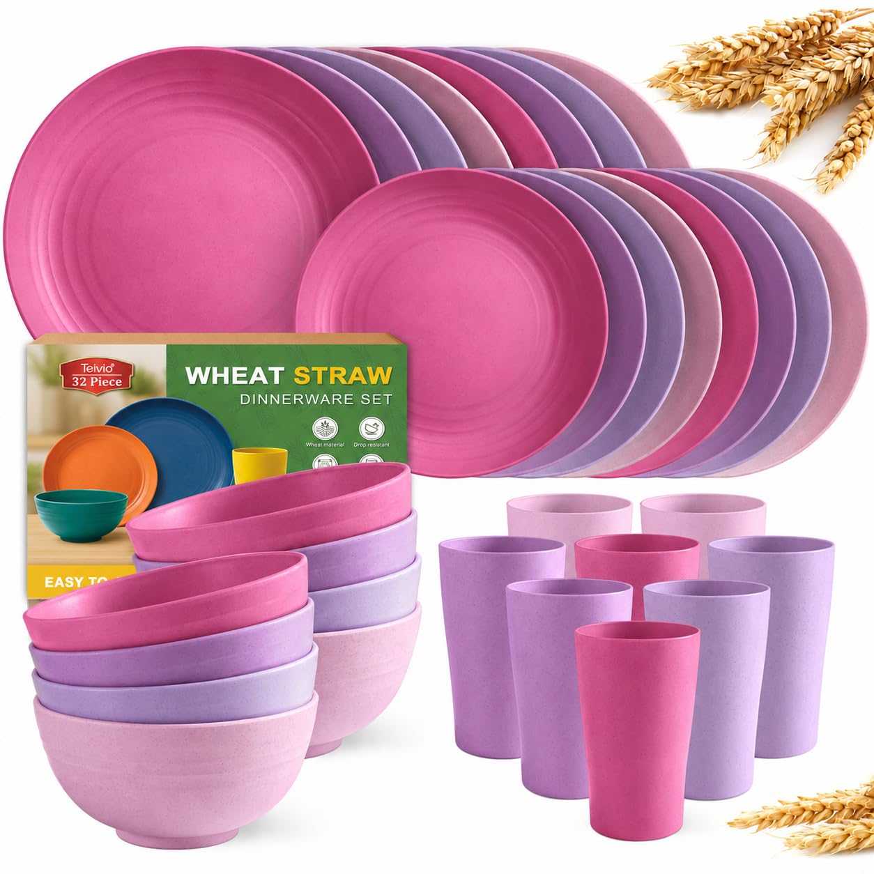 Wheat Straw Dinnerware Set - 32 Piece -32 Wheat Straw Dinnerware Set - 32 Piece -32