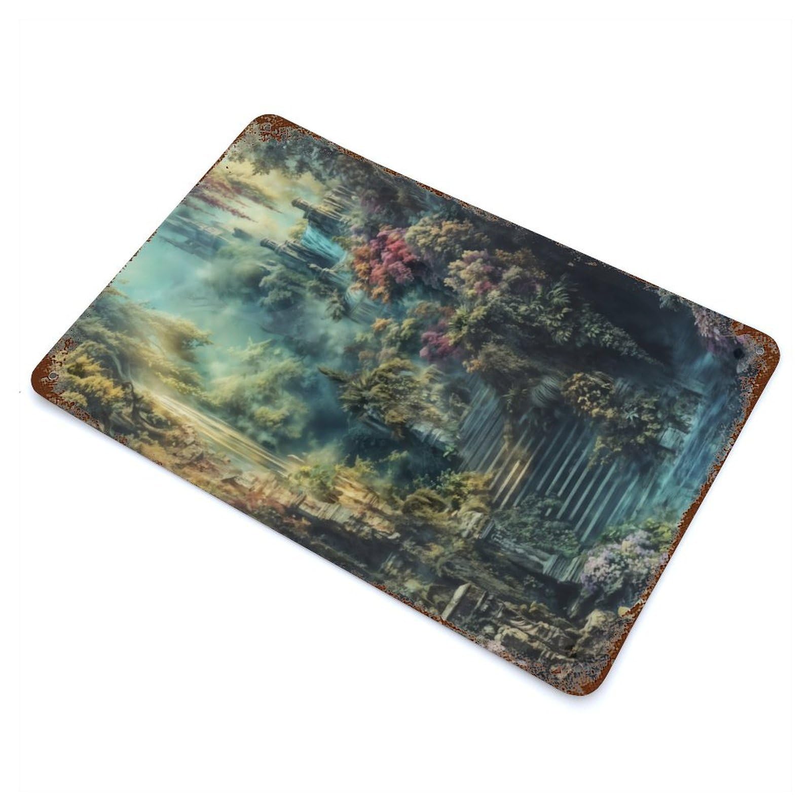 Garage Style Enchanted Garden Path Decorative Tin Sign 11.8"x7.9", Farmhouse Wall Decor for Bar And Workshop