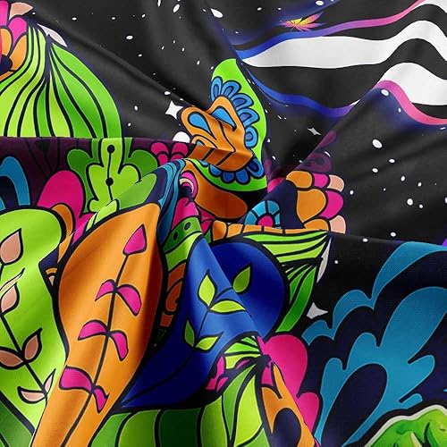 Miniatura 4 de JAWO Tapiz de luz negra extraterrestre, mágico psicodélico de hongos psicodélicos OVNI Fantasía UV Tapiz fresco tapiz de luz negra póster colorido