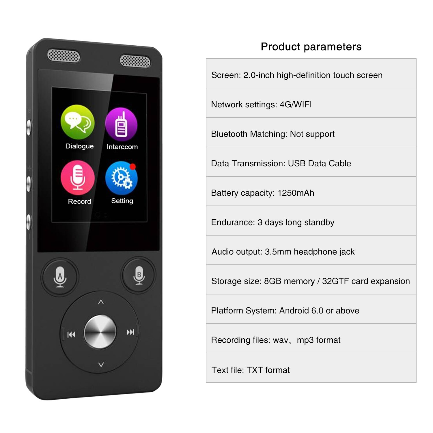 DOSMONO S201 翻訳機 DOSMONO Language Translator Device,Smart Handheld Instant