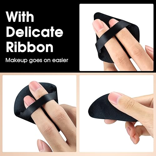 Miniatura 6 de 6 piezas de polvos triangulares para polvo facial, soplo de maquillaje triangular, para fijar polvo, triángulo, terciopelo, aplicador de maquillaje