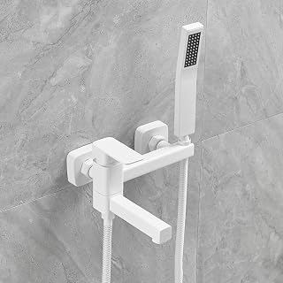 Grifo Ducha Bañera Empotrado Grifo de Ducha Monomando Doble Salida Caliente y Fria Blanco