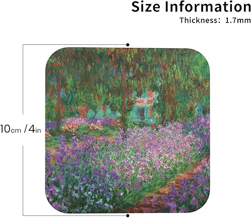 Miniatura 2 de Juego de posavasos de cuero para bebidas, juego de posavasos de arte Claude Monet, utiliza 6 pinturas famosas de Claude Monet, regalos únicos de