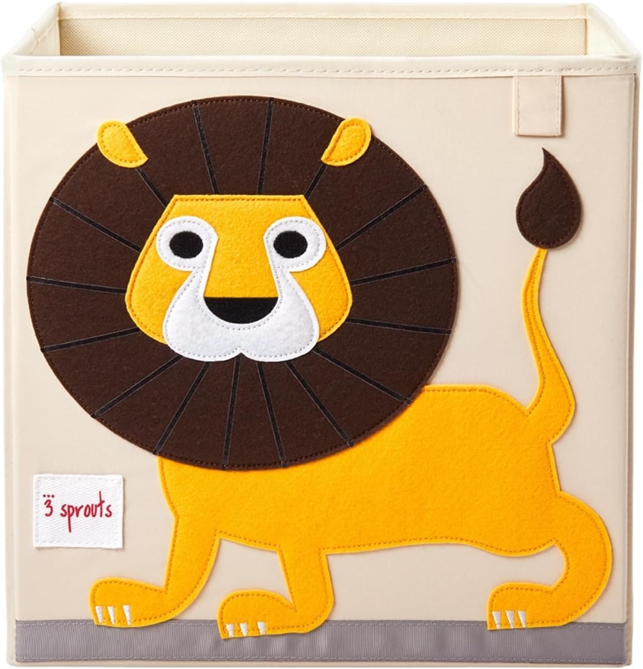 3 Sprouts Cube Storage Box - Organizer Container for Kids & Toddlers, Lion