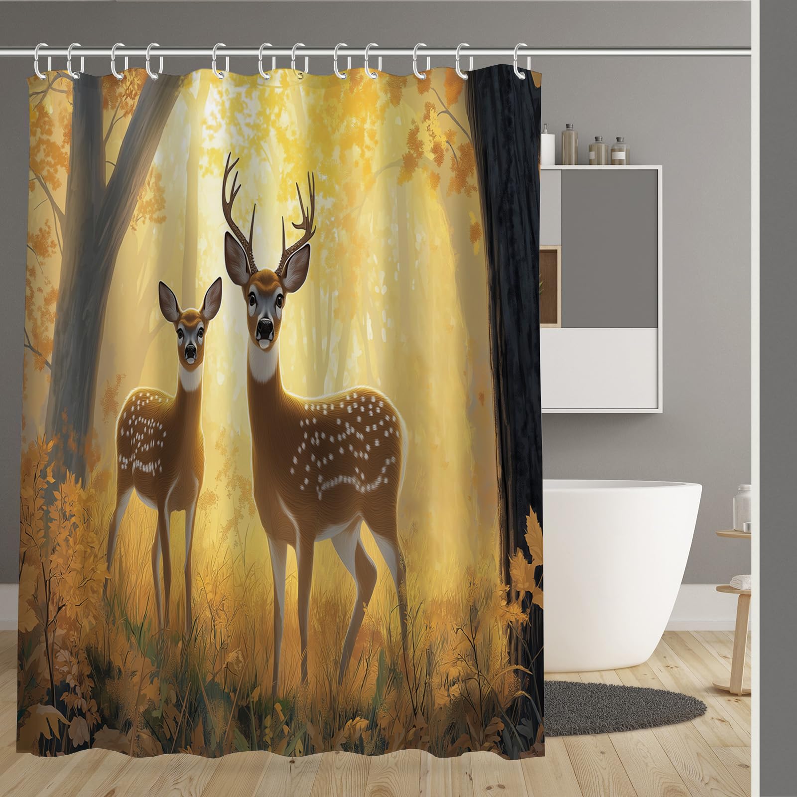 Rideau de douche animal sauvage pour transformer votre salle de bain en forêt