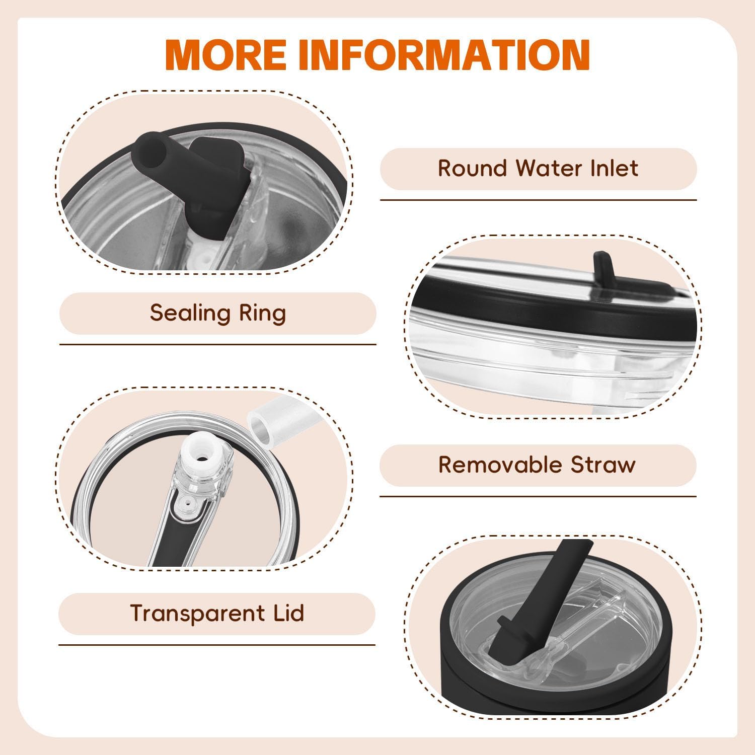 Flip Straw Lid Replacement for Stanley Quencher 30 OZ Tumbler - 2Pcs Leak Proof Cup Lids with Straw, Spill Proof Tumbler Cover Compatible with Stanley Cup Accessories, Black