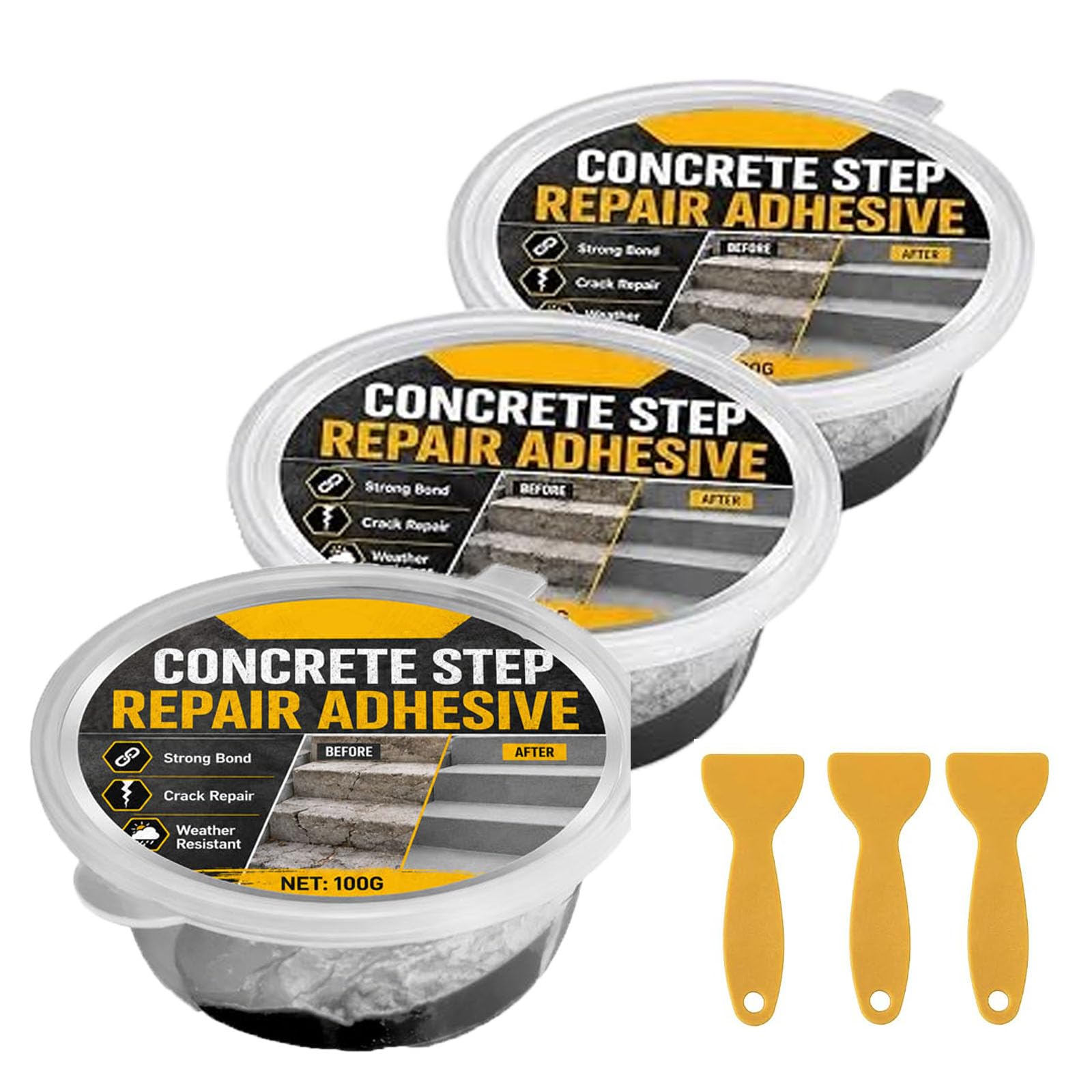 Adhésif de réparation du béton pour marches et fissures (3pcs)
