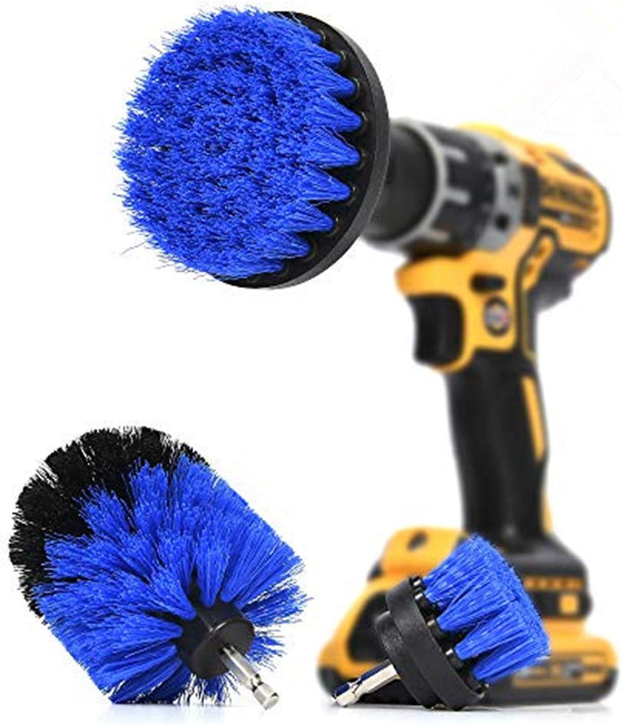 ORIGINAL Drill Brush 360 Attachments 3 pack kit -Blue All purpose Cleaner Scrubbing Brushes for Bathroom surface, Grout, Tile, Tub, Shower, Kitchen, Auto,Boat Fiberglass