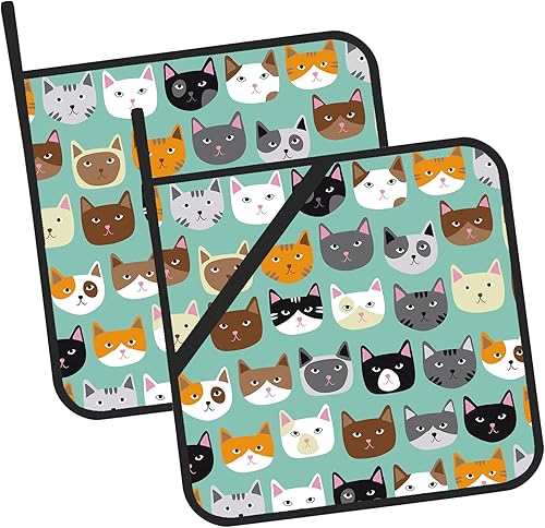 Miniatura 8 de Juego de 2 soportes para ollas de pintura de acuarela floral abstracta, resistentes al calor, para microondas, horno, horno y barbacoa