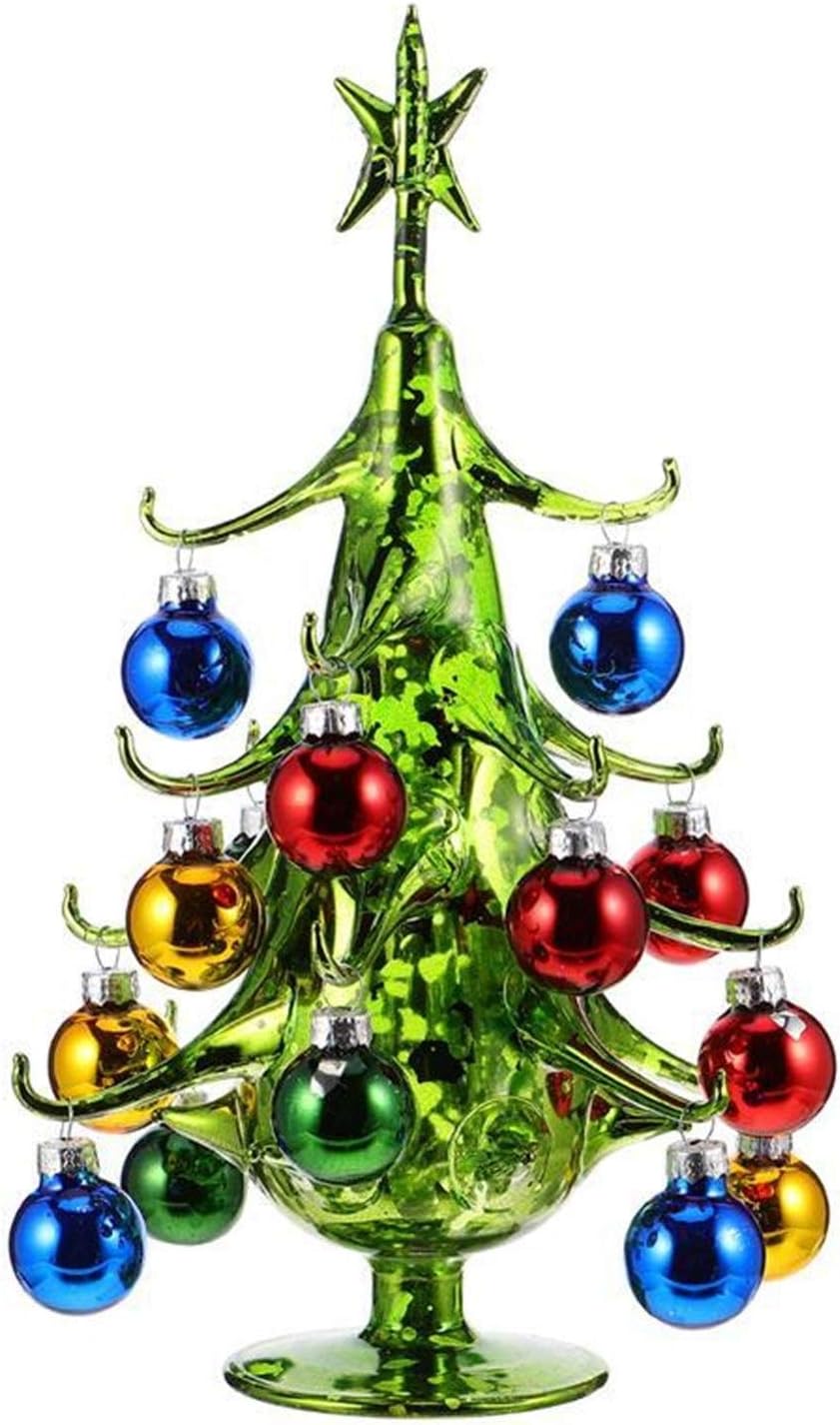 1pc Xmas Tree Small Landscape Glass Miniature Tree Miniature Figurines Christmas Tree