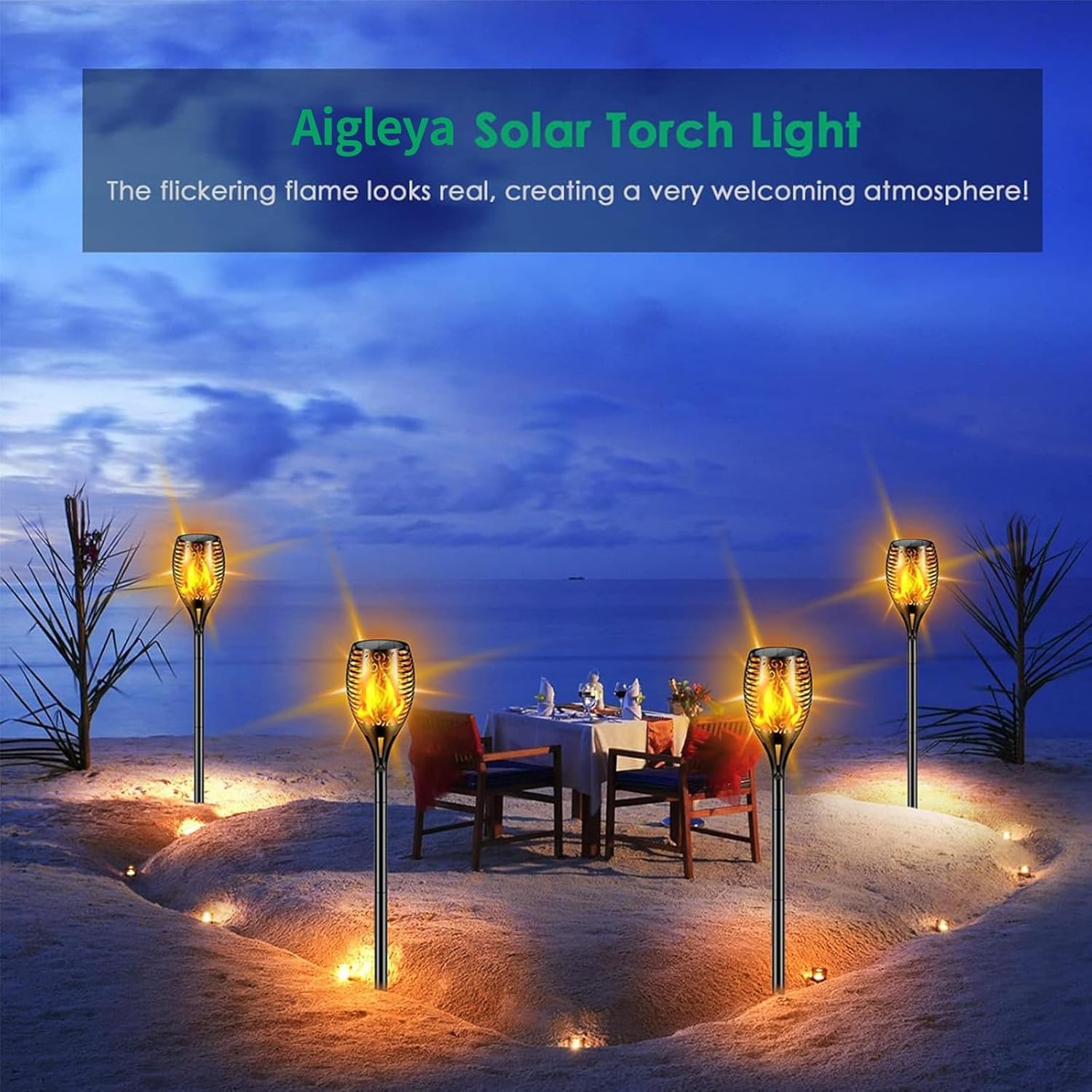 Luces solares para exteriores, 99 LED más altas y más grandes, llama parpadeante, antorcha solar, 43 pulgadas, impermeable, iluminación para exteriores, luces de camino, decoraciones de