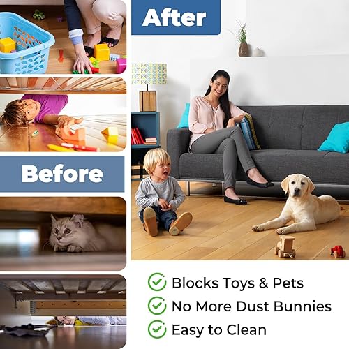 Miniatura 2 de Bloqueador debajo de la cama de 5 pulgadas de alto para mascotas, paquete de 8 Evita que los juguetes y mascotas se metan debajo de los muebles,