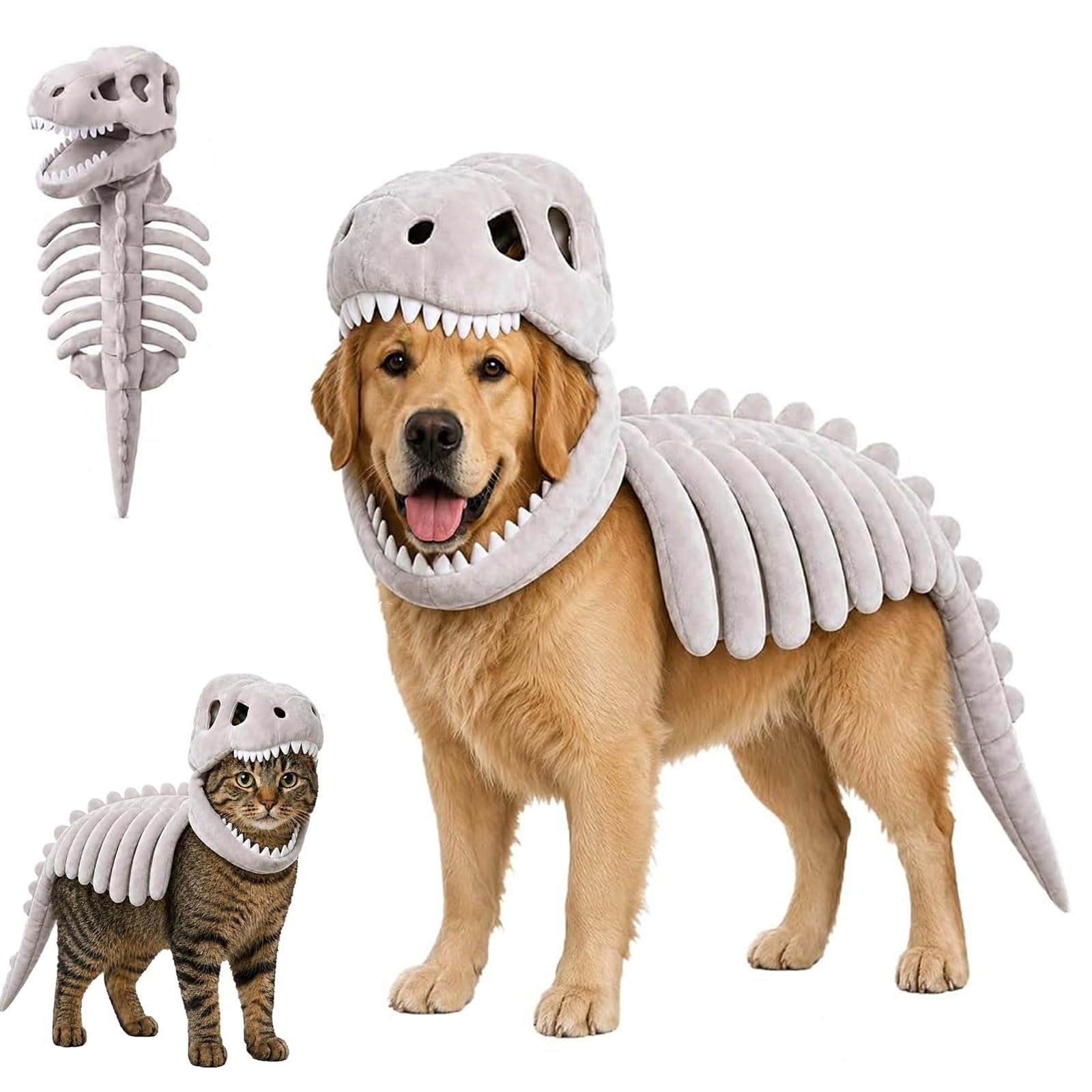 Dog Cat Pet Dinosaur Skeleton Costume,dog Halloween Costumes (grey,90cm)