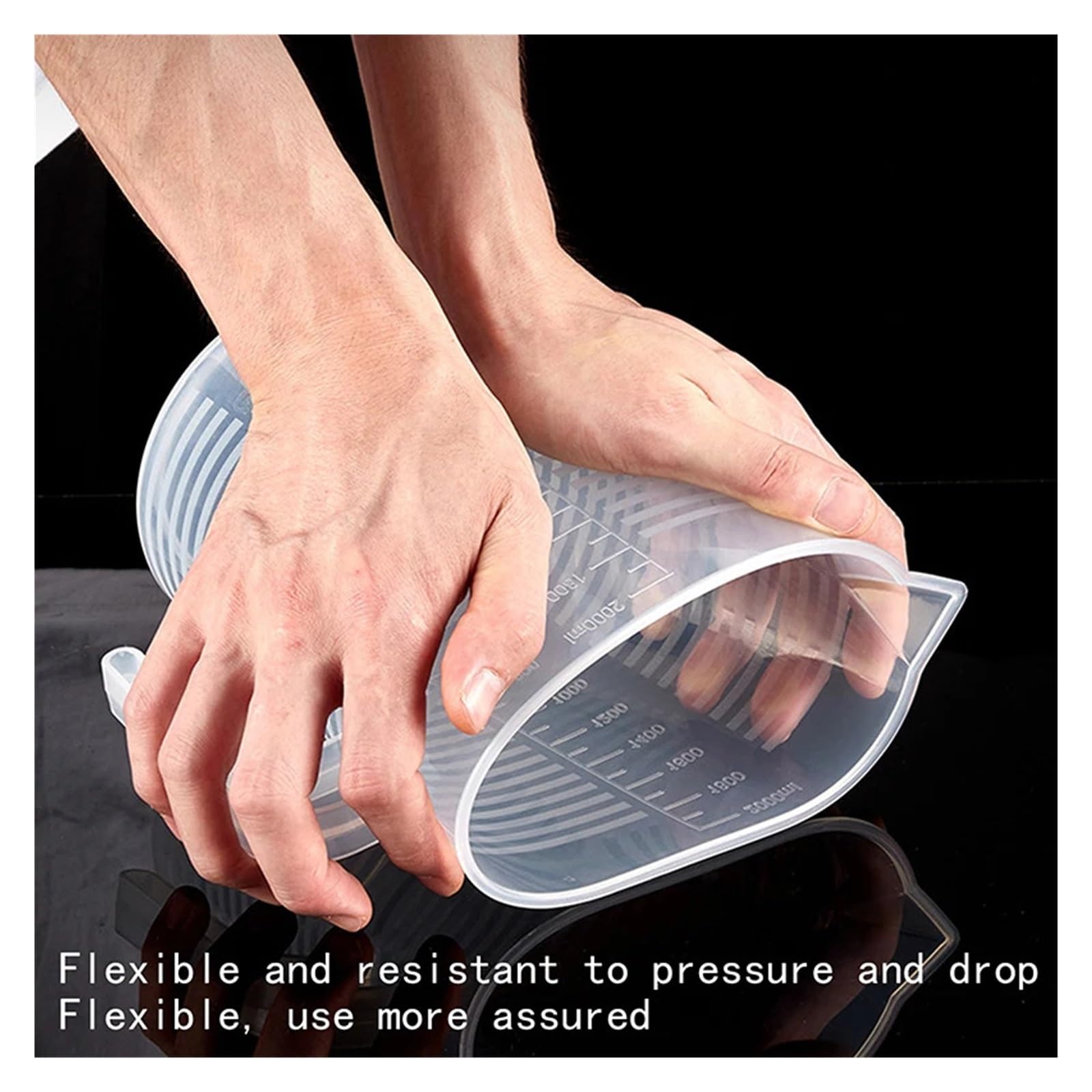 Jarra medidora 3 tazas medidoras de silicona antiadherentes 1000 ml, graduadas for el hogar, herramientas medición for hornear en la cocina(XL 1000ML)