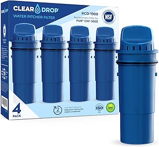 Replacement for PUR Water Filter, Pur Water Filter Replacement for Pitcher and Dispensers for CRF950Z, DS-1800Z, PPT700W, PPF951K, CR-1100C, CR-6000C, PPT711W, PPT711, PPT710W, PPT111W, 4 Pack