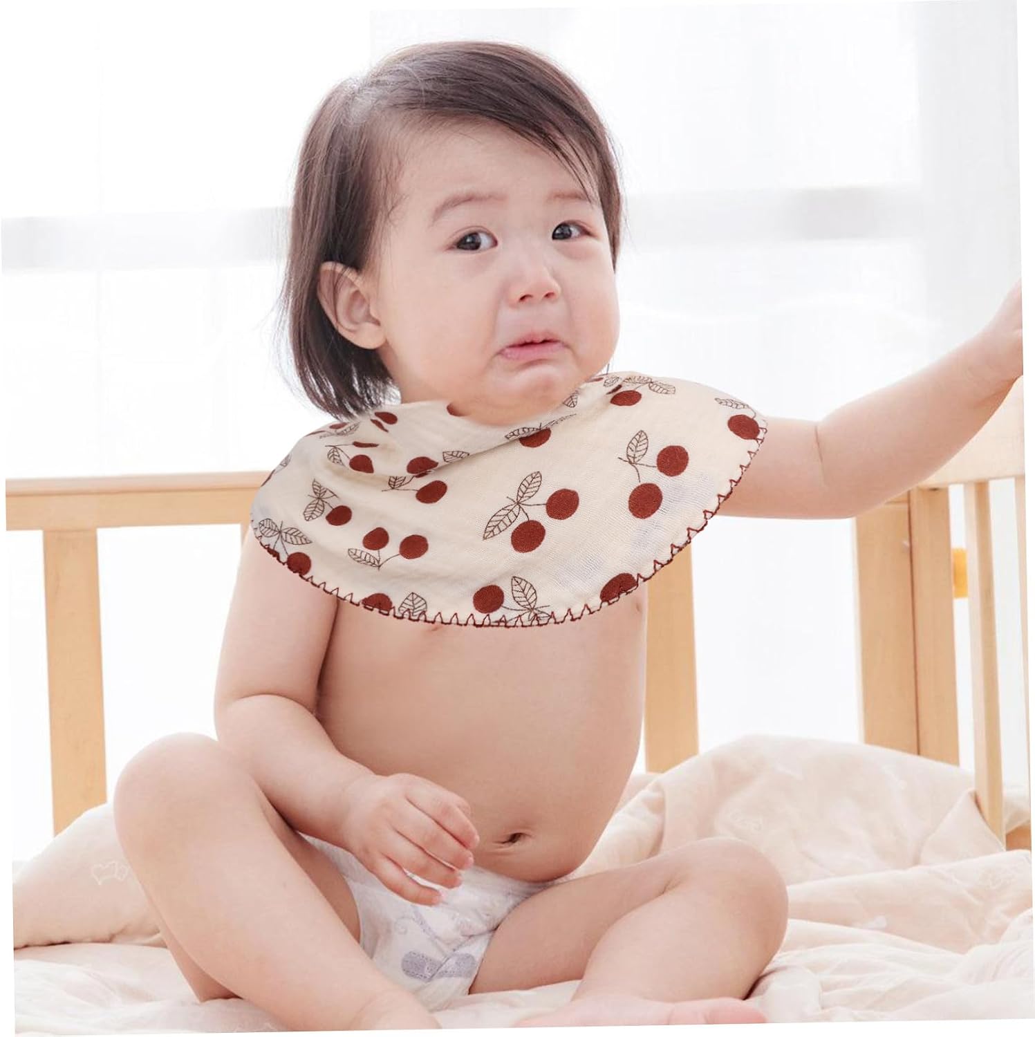 2pcs Drool Bibs Cotton Muslin Burp Cloths Absorbent Feeding Bibs with Cute Prints for Newborns and Boy Girl Soft Moisture-wicking to Protect Clothing and Prevent Skin Irritation