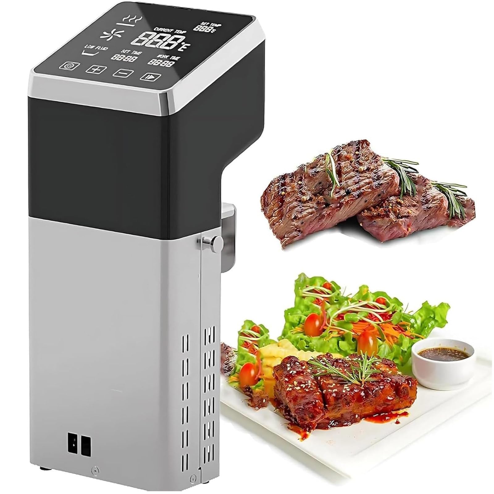 Profesjonalne urządzenie Sous Vide o mocy 1600W szybkie nagrzewanie i cicha praca, precyzyjne gotowanie w domowej kuchni, łatwe przechowywanie, idealne do przygotowywania posiłków