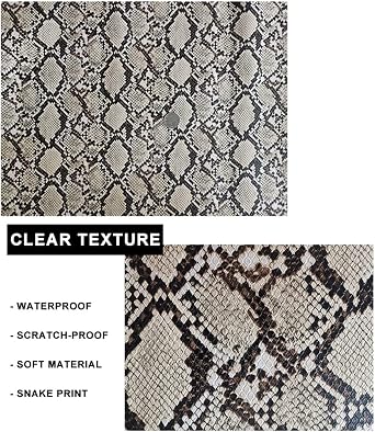 NAKAN 135x100cm Snake Pattern Faux Leather Fabric 1mm Thickness Vinyl Upholstery Fabric for Sewing DIY Crafts, Decorations, Sofa Chairs(Color:5)