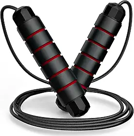 Corda de pular sem emaranhados, cabo de corda de salto rápido com rolamentos de esferas para mulheres, homens e crianças, corda de salto de aço ajustável com alças de espuma para fitness, exercícios em casa e corpo fino