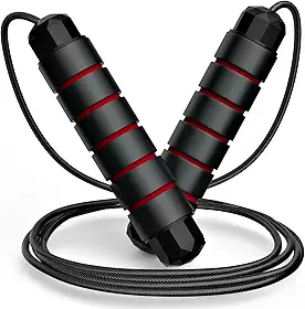Corda de pular sem emaranhados, cabo de corda de salto rápido com rolamentos de esferas para mulheres, homens e crianças, corda de salto de aço ajustável com alças de espuma para fitness, exercícios em casa e corpo fino