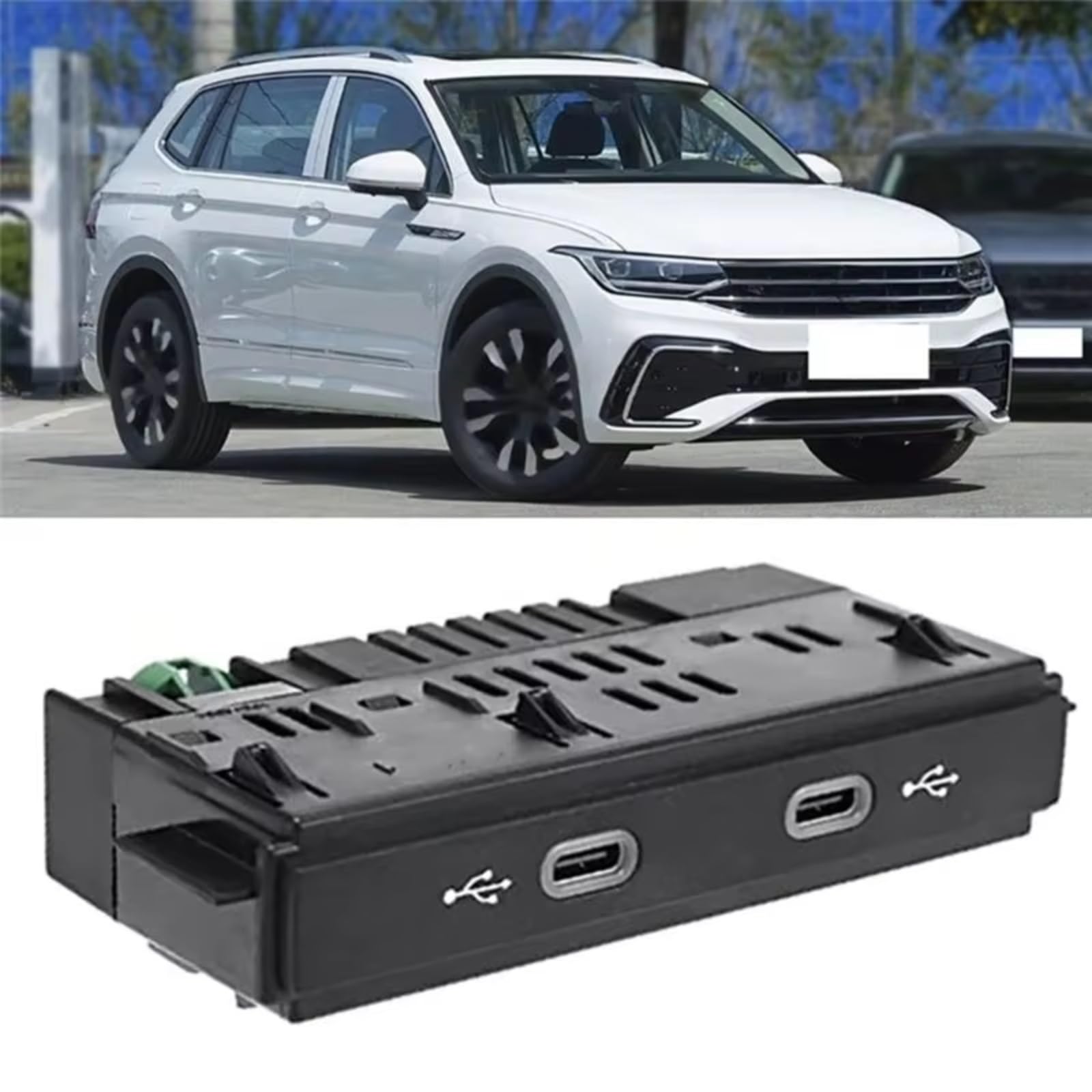 Compatibile Con Per Touran 2016-2025 Per Atlas 2024 2025 Jack Ausiliario Doppia Porta Di Interfaccia Di Ricarica USB 5NA035736 Connettore USB Aux-in