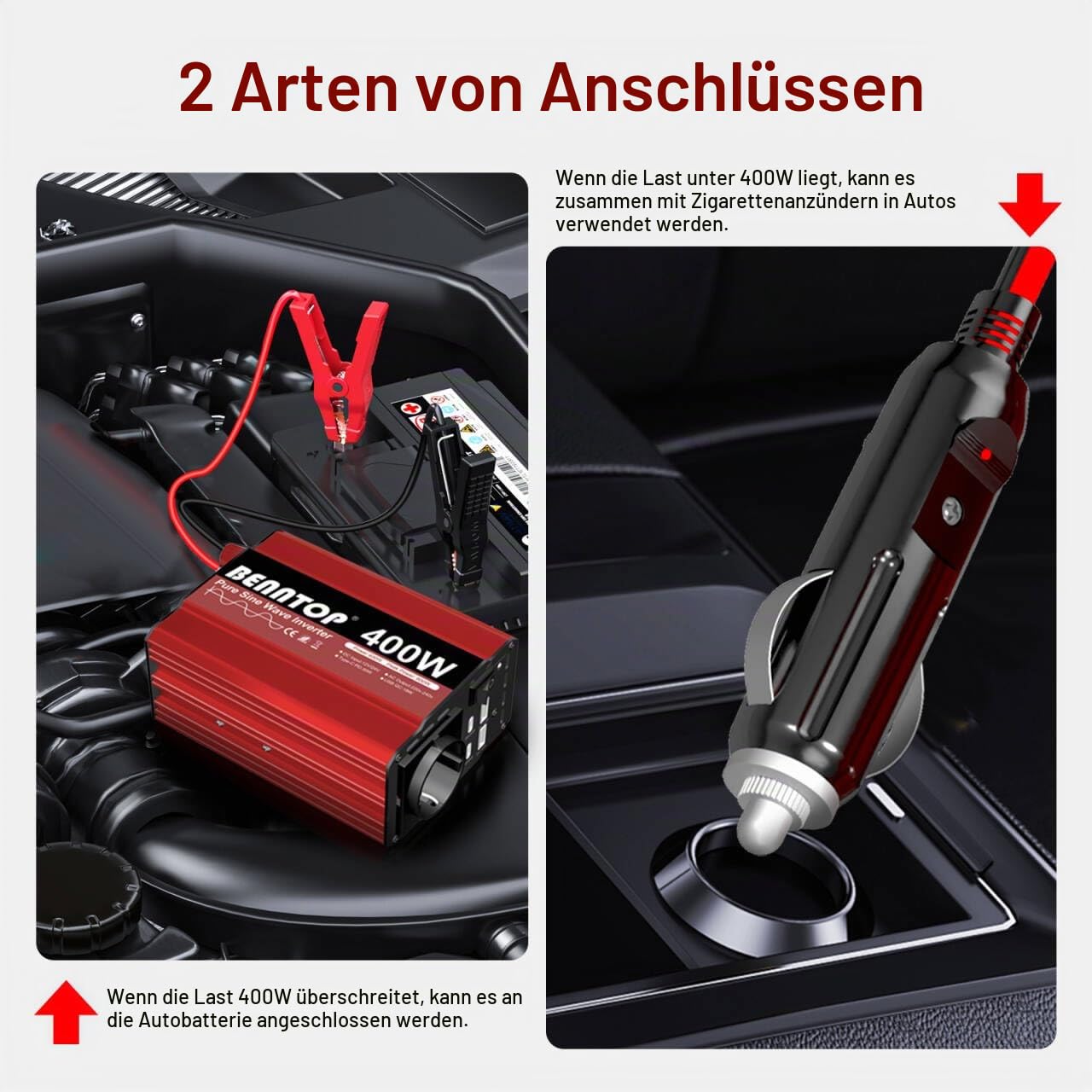 400W Wechselrichter 12V/24V auf 230v Spannungswandler Reiner Sinus