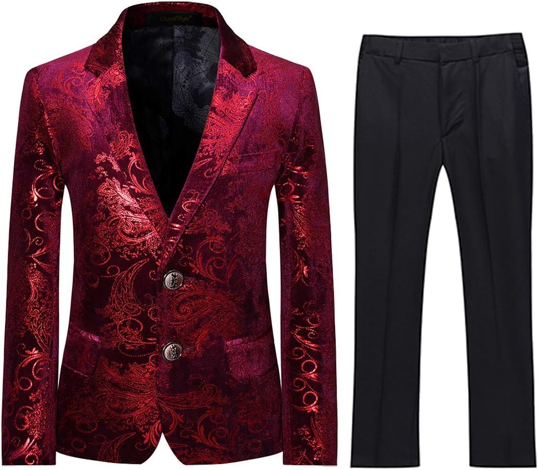 Boyland Boys Jacquard Suit Slim Fit Tuxedo Suits Jacquard Notch Lapel Tux Jacket Pants Party Formal Wear