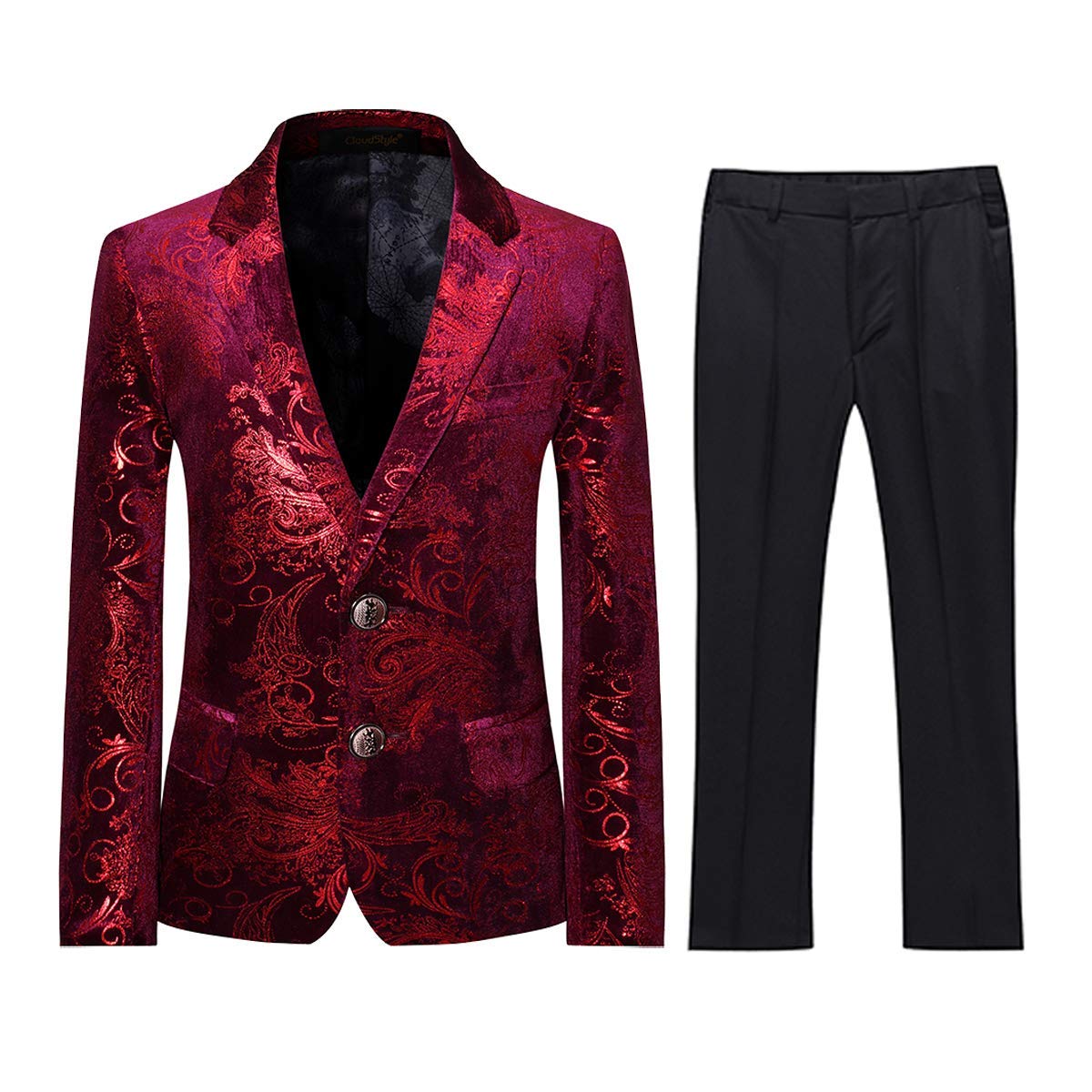Boyland Boys Jacquard Suit Slim Fit Tuxedo Suits Jacquard Notch Lapel Tux Jacket Pants Party Formal Wear