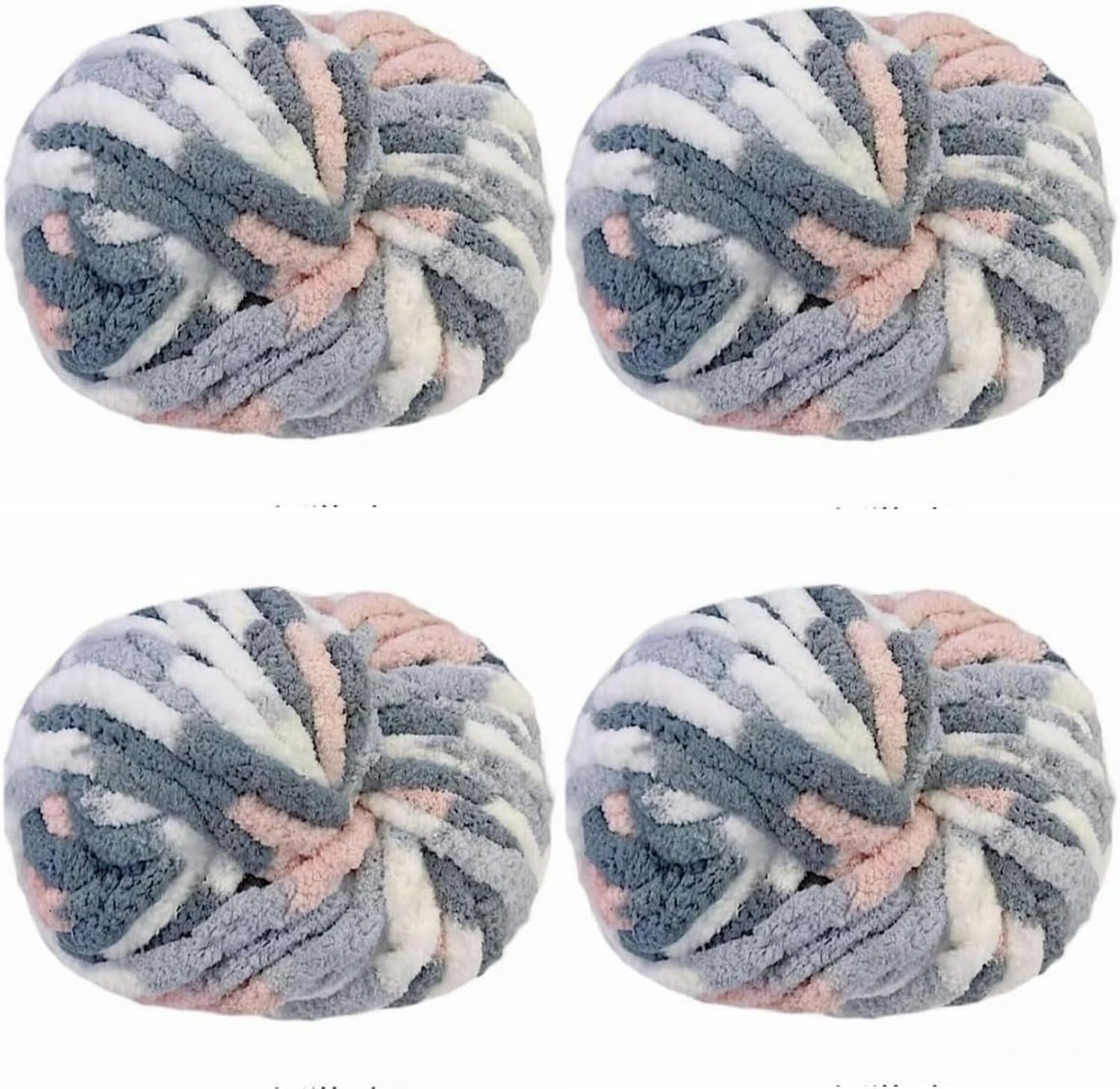 4pcs Bulky Super Chunky Chenille Yarn Arm Knitting Blanket Yarn Jumbo Chenille Yarn DIY Mat Hat Scarf Yarn Per Skein 250g-8oz (Blueberries)