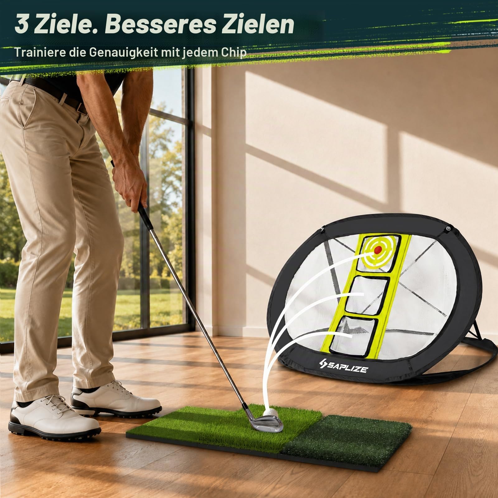 SAPLIZE Ultra-stabiles Golf Chipping Net, Indoor/Outdoor Golfziel Zubehör für Hinterhof Genauigkeit und Swing-Übung, Golf Geschenke für Männer, Momen, Dad, Kinder, Jungen, Jugend und Golfer