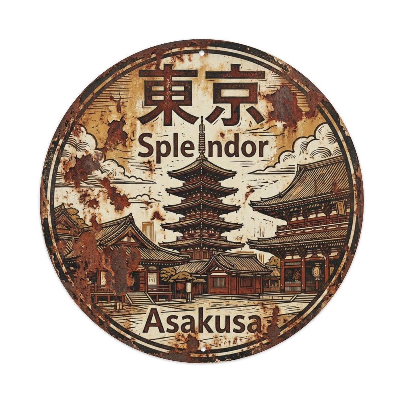 Vintage Travel Tokyo Japan Splendor Vintage Metal Tin Sign Plaque Wall Decor for Cafe, Club Bar, Office, Garden Metal Poster 8x8Inch